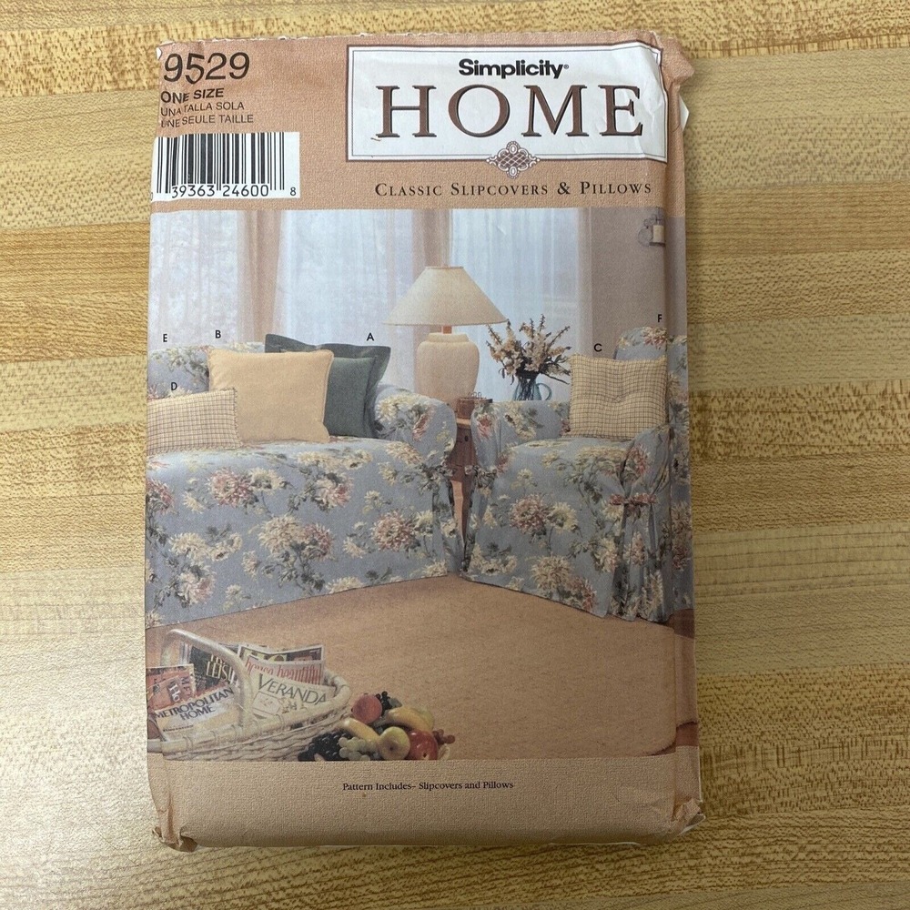 Slipcovers & Pillows Simplicity Home Pattern 9529, Y2K, Uncut English & Spanish